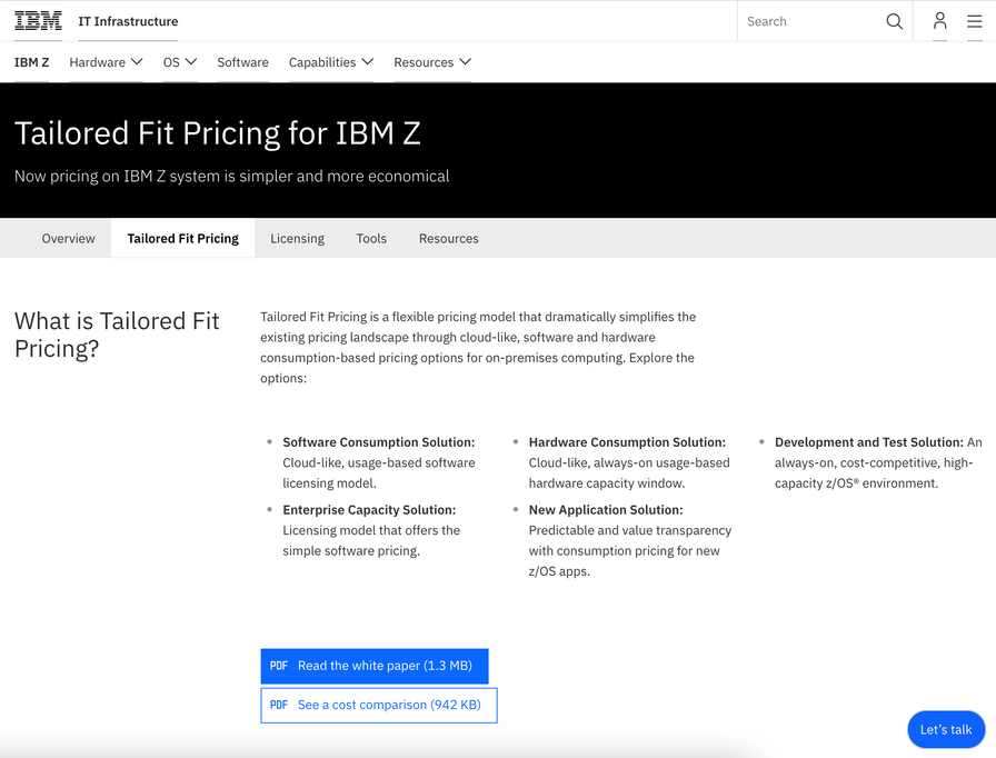 Tailored Fit Pricing's landing page.